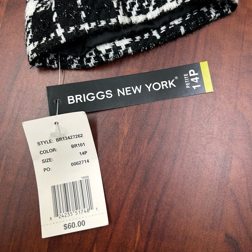 NEW Briggs New York Black and White Checkered Blazer Size 14 P - Picture 5 of 8